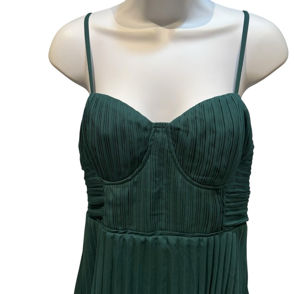Lulus Cascading Crush Emerald Green Tiered Bustier Midi Dress Medium New - Picture 7 of 16